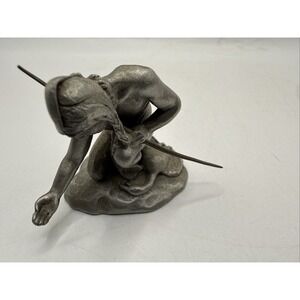Vintage Hudson Pewter Native American Hunter Figurine 1970 No. 905 P‎ W Baston